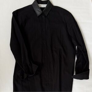 IRO Black Dress Shirt with Leather Collar